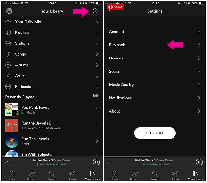 Modifica del volume di riproduzione di Spotify nello smartphone Modifica del volume di riproduzione di Spotify nello smartphone