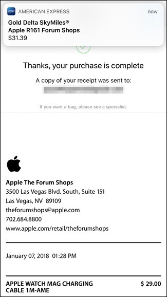 Ricevuta di pagamento con Apple Pay per acquisti all'interno dello Store Ricevuta di pagamento con Apple Pay per acquisti all'interno dello Store