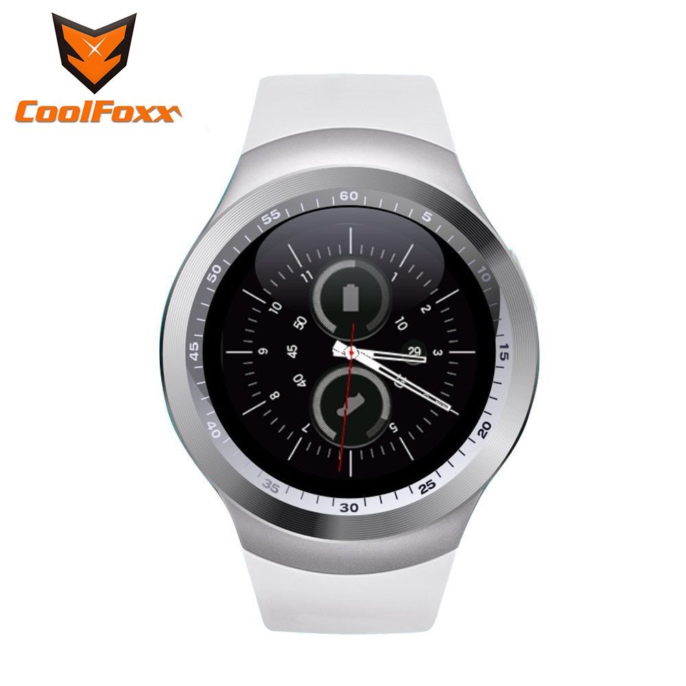 Smartwatch, CoolFoxx Y1 Bluetooth Smart Watch per Android,Rotondo Orologio con Slot SIM e TF Carta,Touch Screen,Pedometro,Sleep Moniter, SMS per Android e IOS, iPhone, Samsung, Huawei, HTC, LG,Sony