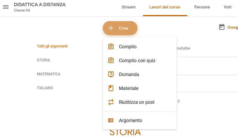 Crea compito Classroom