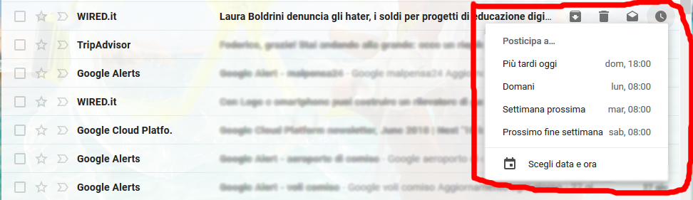 Funzione posticipare a lettura messaggi gmail Funzione posticipare a lettura messaggi gmail