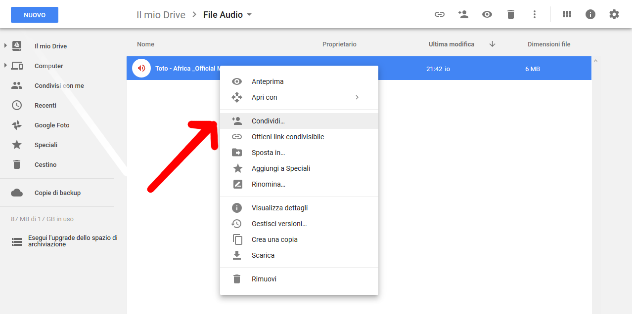 Condividere file audio Google Drive Condividere file audio Google Drive