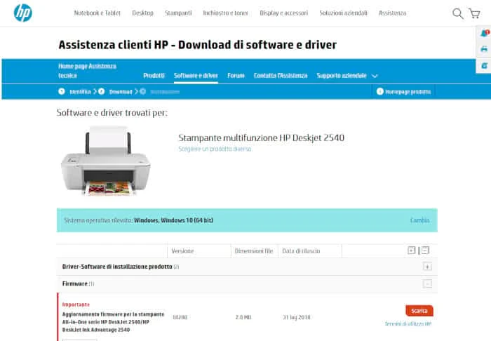 Aggiornamento driver stampanti