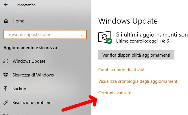 Windows Update Opzioni avanzate Windows Update Opzioni avanzate