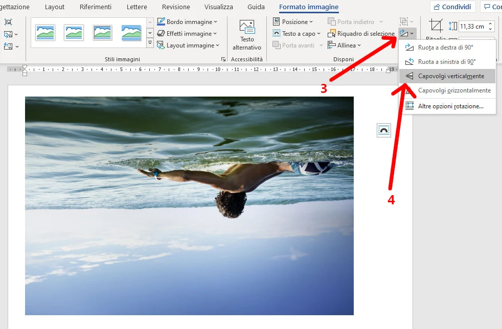 Capovolgimento a specchio immagine in Word Capovolgimento a specchio immagine in Word