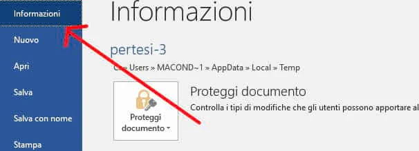 Informazioni documento Word Informazioni documento Word