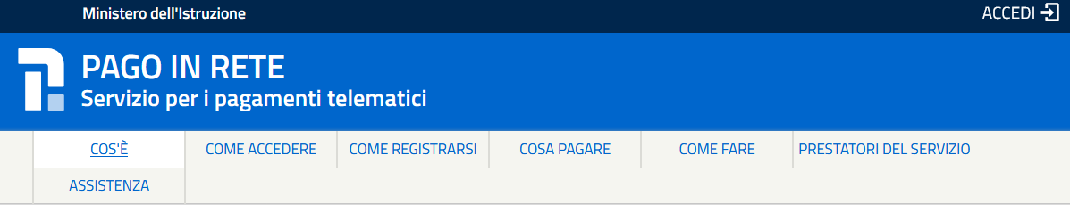 Pagina iniziale Pago In rete per tasse scolastiche