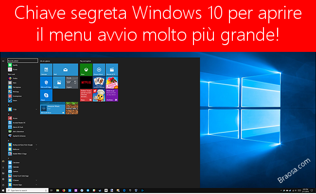 Scorciatoia di tastiera per aprire il menu avvio di Windows 10 molto più grande. Scorciatoia di tastiera per aprire il menu avvio di Windows 10 molto più grande.