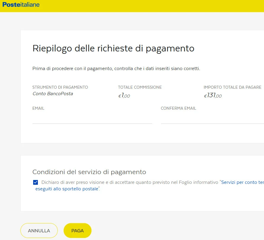 pagamento tassa scolastica con Bancoposta online