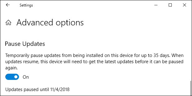 Mettere in pausa gli aggiornamenti periodici Mettere in pausa gli aggiornamenti periodici