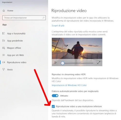 Selezione risoluzione bassa bassa video.