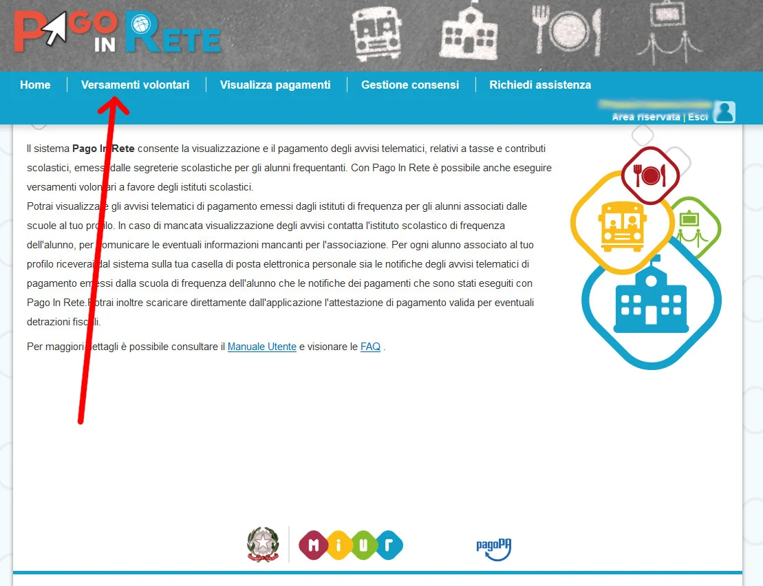 Selezione versamenti volontari da fare alla scuola