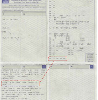 Codici Classe Euro 3 sul libretto Codici Classe Euro 3 sul libretto