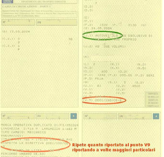 Codici Classe Euro 5 sul libretto Codici Classe Euro 5 sul libretto