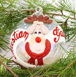Decodaniela - Pallina di Natale vetro applicazione in pasta di mais