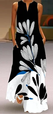 WINKEEY-Vestito-Lungo-Donna-Floreale