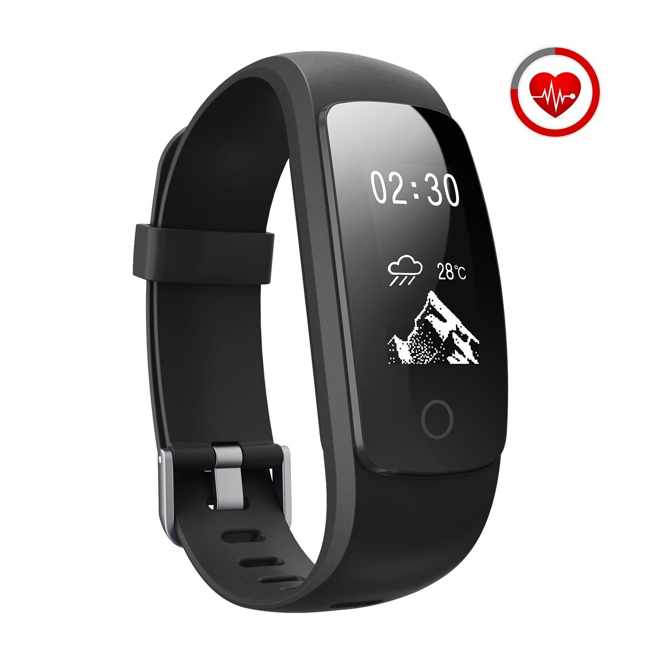 JoyGeek Cardiofrequenzimetro, bracciale intelligente, tracciatore di attività sportiva, orologio intelligente con controlli per musica e fotocamera, monitoraggio del sonno, podometro, conta calorie, gps, notifiche per chiamate e sms, per iPhone Samsung Huawei