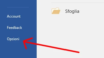 Tab Opzioni in Word Tab Opzioni in Word