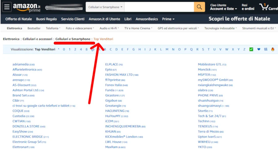Classifica migliori venditori Amazon